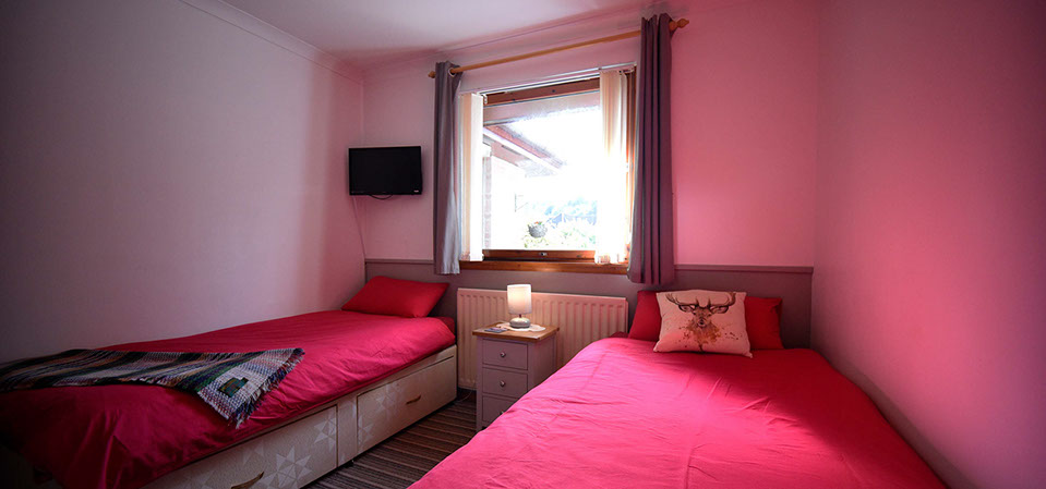 Our bed and breakfast accommodation in Portree contains a Twin room with en suite shower room and widescreen TV